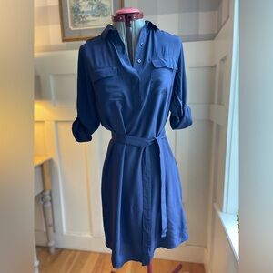 J McLaughlin 100% Silk Long Sleeve Blue Dress Size XS